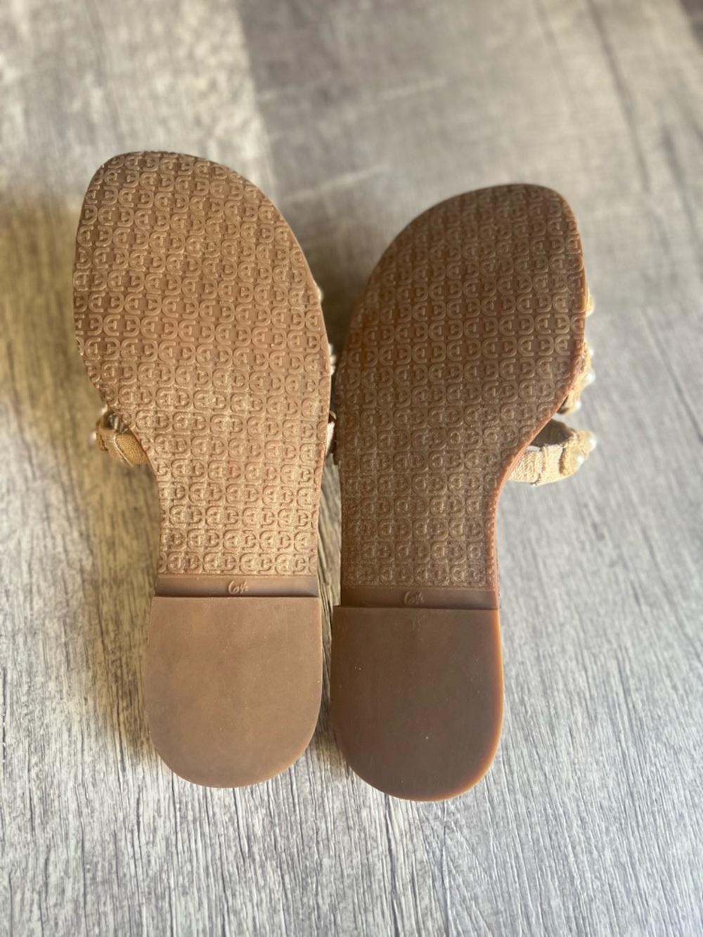 Sam Edelman Natural Pearl Embellished Woven Slide Sandals - Picture 5 of 10